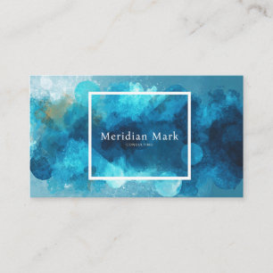 Carte De Visite Géométrique Aquarelle Turquoise Marine Abstrait