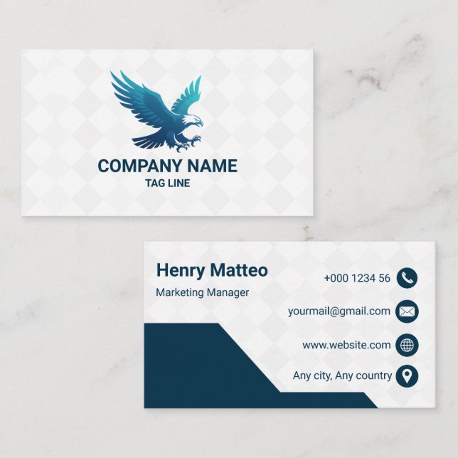 Carte de visite géométrique d'entreprise avec logo (Devant / Derrière)