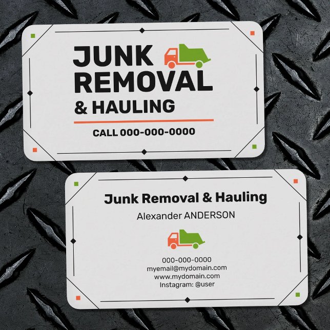 Carte De Visite Géométrique - Enlèvement et transport de déchets (Geometric - Junk Removal & Hauling Business Card)