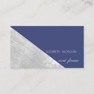 Carte De Visite Géométrique moderne classique, Gris Abstrait, Bleu