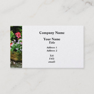 Carte De Visite Geraniums et fleurs de lavande sur les marches de