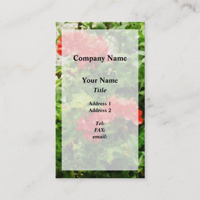 Carte De Visite Géraniums rouges lumineux (Devant)