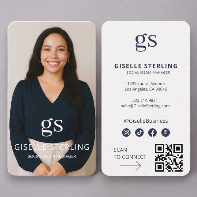 Carte De Visite Gestionnaire de médias sociaux Code QR photo Profe (Créateur téléchargé)