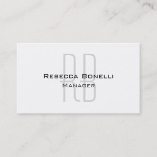 Carte De Visite Gestionnaire de monogramme gris blanc clair unique