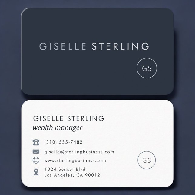 Carte De Visite Gestionnaire de patrimoine Navy Blue Professionnel (Créateur téléchargé)