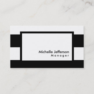 Carte De Visite Gestionnaire professionnel à rayures noir blanc él