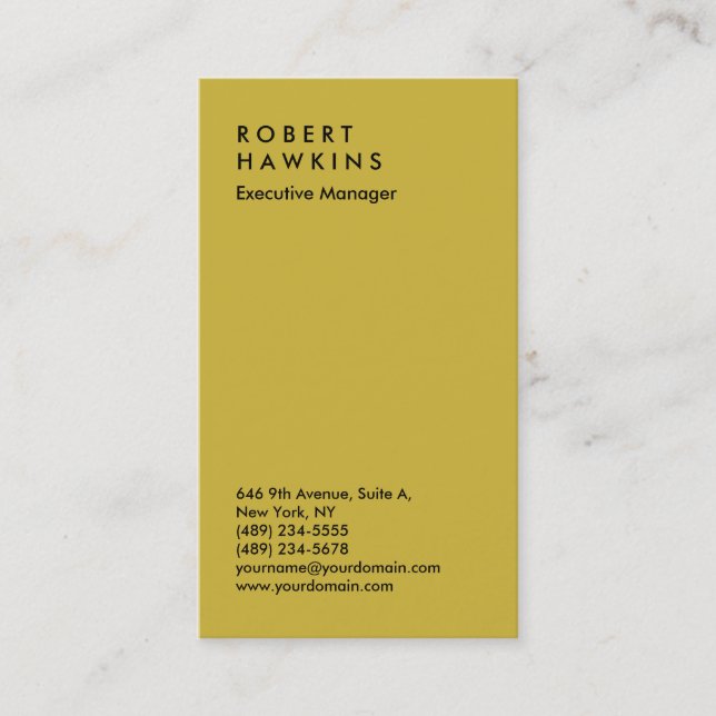 Carte De Visite Gestionnaire professionnel de couleur or élégant (Devant)