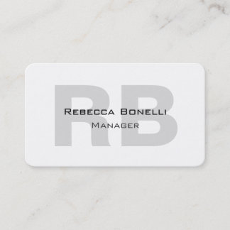 Carte De Visite Gestionnaire unique de monogramme gris blanc