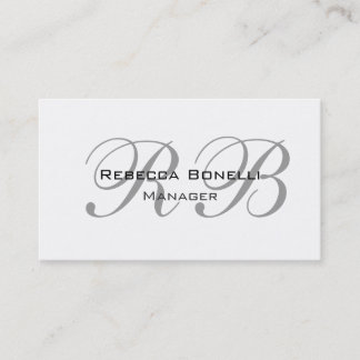 Carte De Visite Gestionnaire unique de monogramme gris blanc
