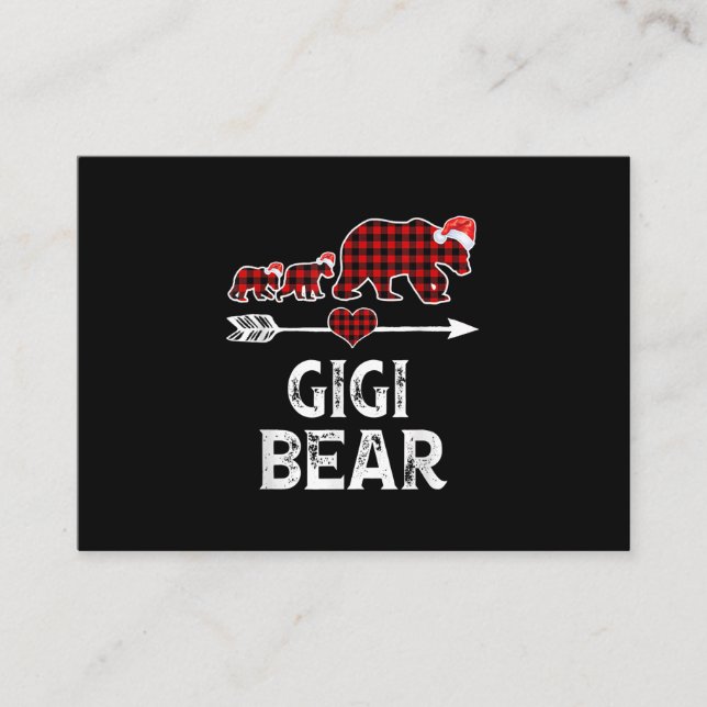 Carte De Visite Gigi Bear Pajama Red Plaid Buffalo (Devant)