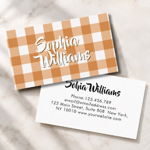 Carte De Visite Gingham à carreaux orange marron
