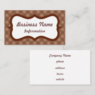 Carte de visite gingham chocolat personnalisée