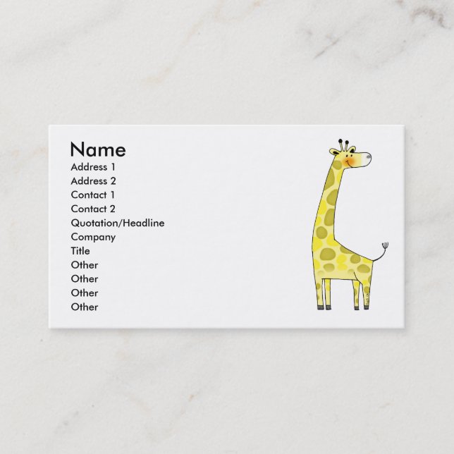 Carte De Visite Girafe (Devant)