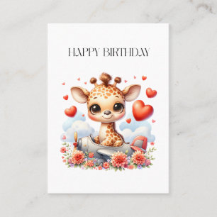 Carte De Visite Girafe Avion Anniversaire