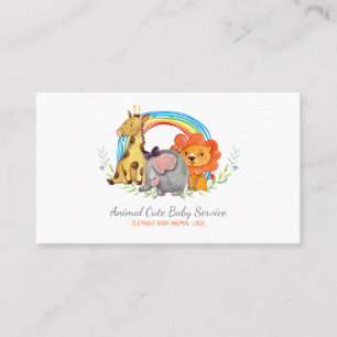 Carte De Visite Girafe éléphant lion arc-en-ciel aquarelle