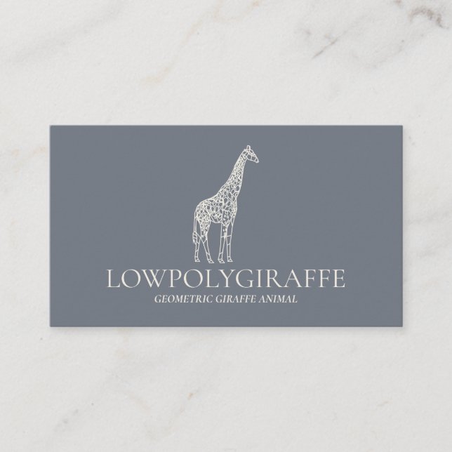 Carte De Visite Girafe Navy Sage Cream Animal Lowpoly (Devant)