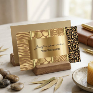 Carte De Visite Girafe Sauvage Serpent Tigre Zèbre Or Imprimés Mix