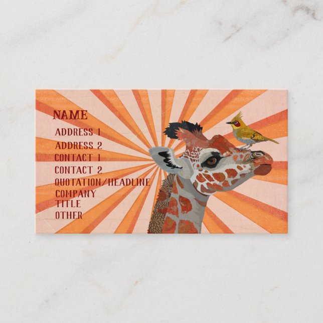 CARTE DE VISITE GIRAFFE & OISEAU D'OR (Devant)