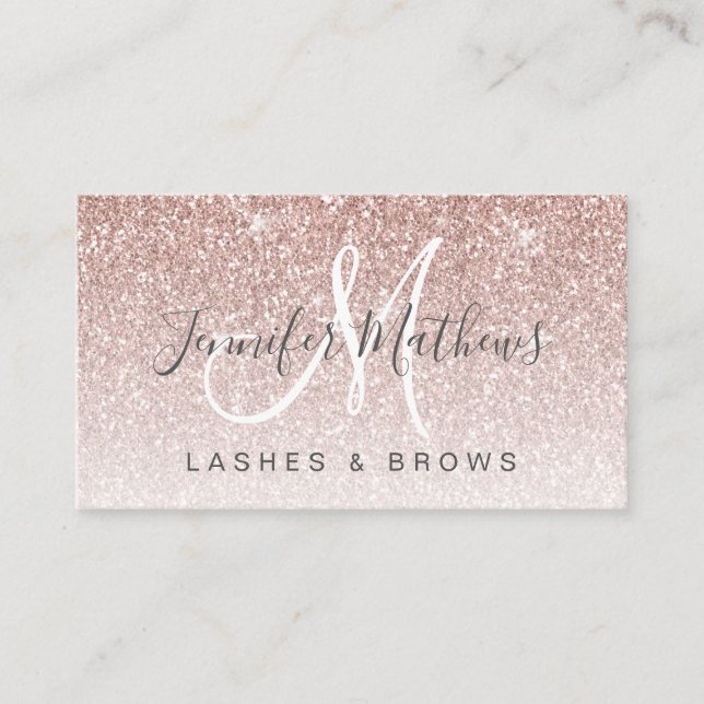 Carte De Visite Girl Glam Rose Gold Parties scintillant Lashes Bro (Devant)