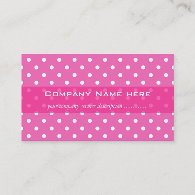 Carte de visite girly à pois roses (Devant)