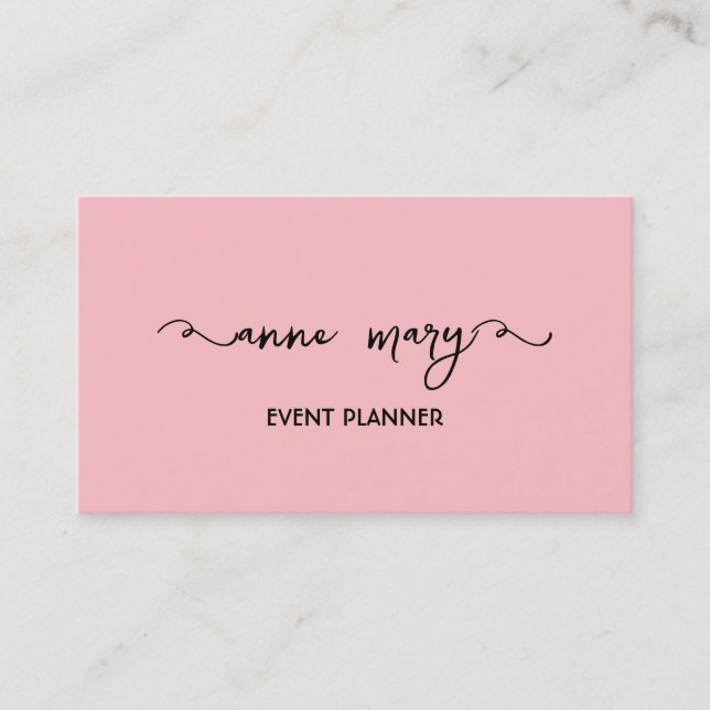 Carte De Visite Girly Blush Pink tendance Calligraphie Planificate (Devant)