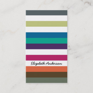Carte De Visite Girly Bold Rainbow Big Horizontal Stripes et nom