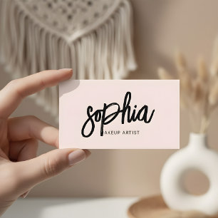 Carte De Visite Girly Brush Calligraphy Modern Blush Pink