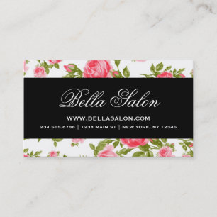 Carte De Visite Girly Chic Elegant Vintage Floral Roses