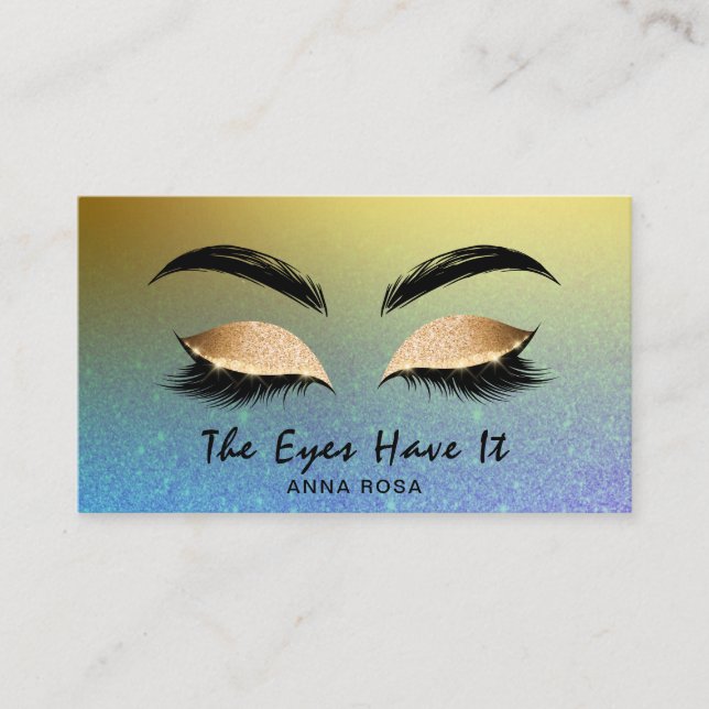 Carte De Visite *~* Girly Gold PURPLE BLUE Lashes Extensions Broch (Devant)