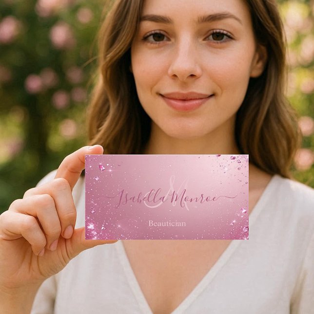 Carte De Visite Girly Pale Pink Luxe Beautician Skin Nail Expert (Girly Pale Pink Luxe Beautician Skin Nail Expert Business Card)