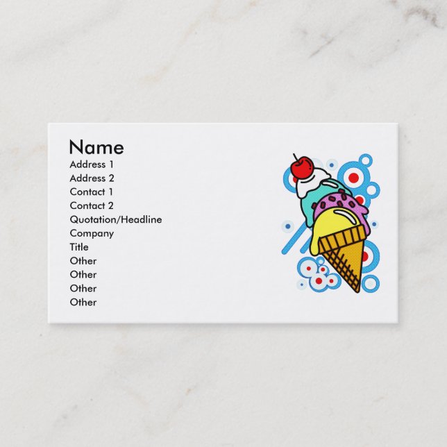 CARTE DE VISITE GLACE (Devant)