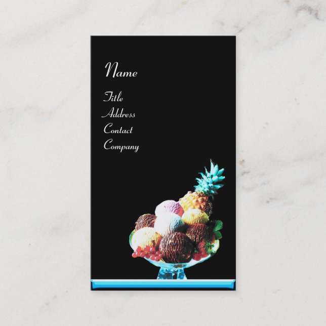 Carte De Visite GLACE  - BOUTIQUE DE DÉSERT, bleu noir (Devant)