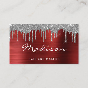 Carte De Visite Glam Argent Paillettes Coulures Coiffeur