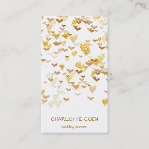 Carte De Visite Glam blanc délicieuse Confetti de Coeurs d'Or