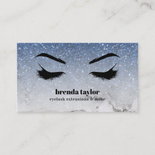Carte De Visite Glam Blue parties scintillant ombre Marble Eyelash