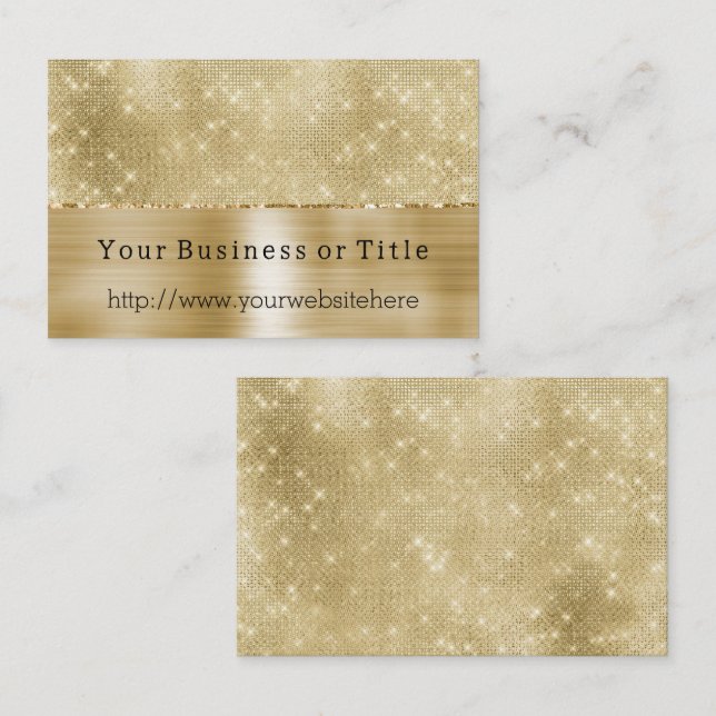 Carte De Visite Glam Champagne Gold Glitzy Diamants (Devant / Derrière)