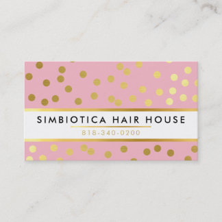 Carte De Visite GLAM CONFETTI moderne point motif or rose pâle