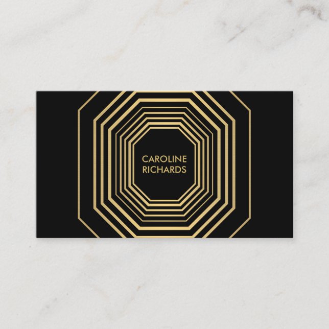 Carte De Visite Glam Deco Gold et Black Mode et Design (Devant)