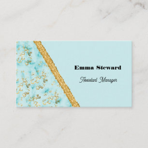 Carte De Visite Glam en marbre bleu turquoise or et Parties scinti