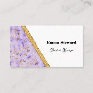 Carte De Visite Glam en marbre violet or & Parties scintillant