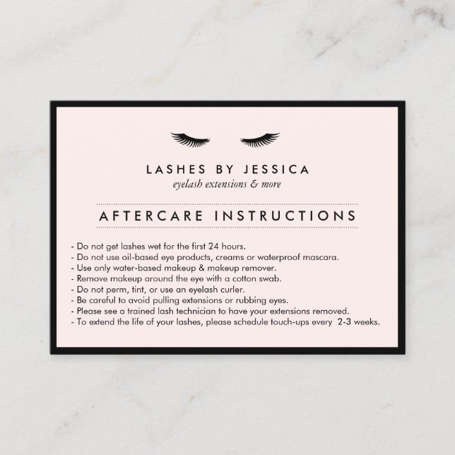 Carte De Visite Glam Eyelashes Classic Lash Salon Pink Afcare (Devant)