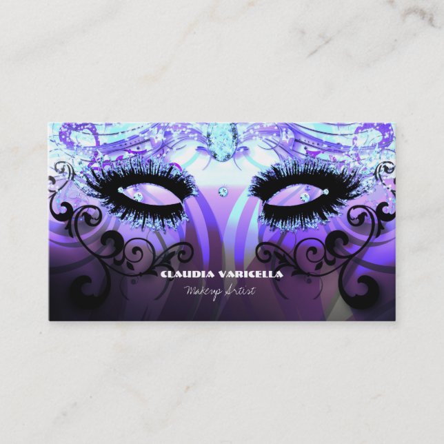 Carte De Visite GLAM EYELASHES Purple Beauty Salon Artiste maquill (Devant)