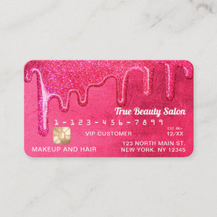Carte De Visite Glam Girly Neon rose épais Parties scintillant Dri