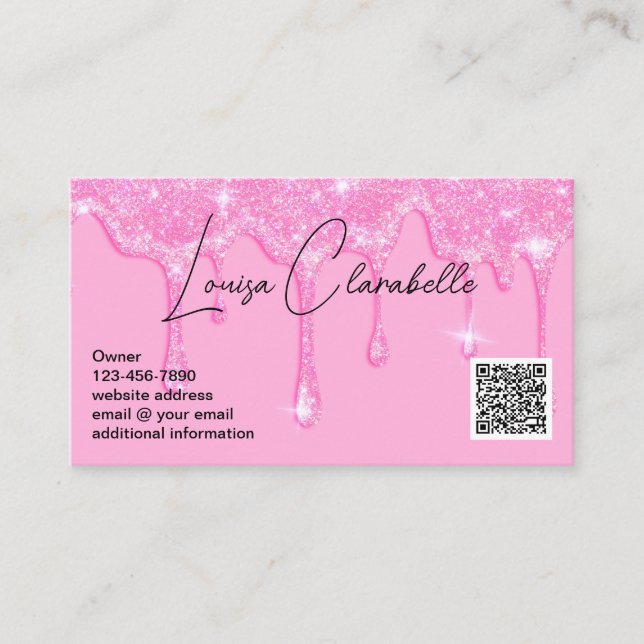 Carte De Visite Glam Girly Rose Parties scintillant Drivers Ajoute (Devant)