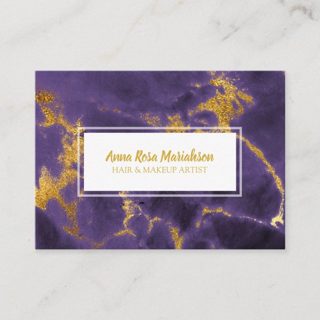 Carte De Visite *~* Glam Gold Foil Chic Purple Marble Populaire Lu (Devant)