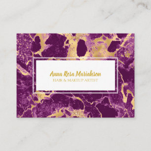 Carte De Visite *~* Glam Gold Foil Marbre violet Chic populaire