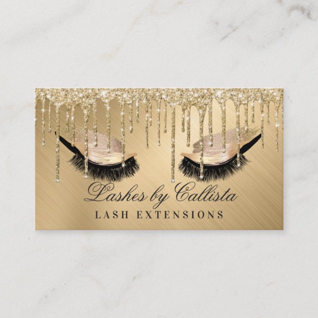 Carte De Visite Glam Gold Parties scintillant métalliques Lashes y (Devant)
