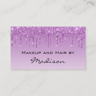 Carte De Visite Glam Lilas Violet Paillettes Gouttes Artiste Maqui