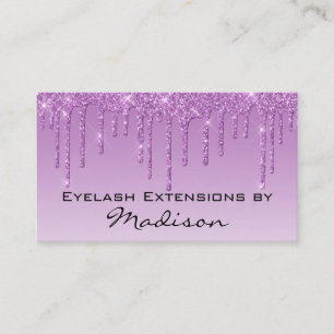 Carte De Visite Glam Lilas Violet Paillettes Gouttes Maquillage Ci