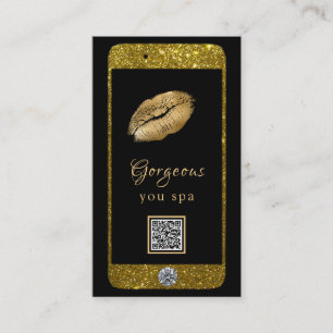 Carte De Visite *~* Glam Luxe Cell Phone Gold QR LOGO Parties scin